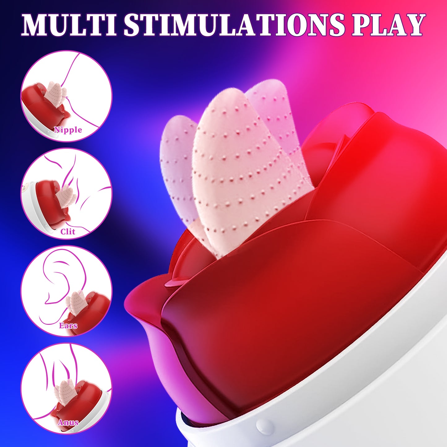Update Model Roses Shape Sucker for Women Toy Tongues Quiet 10 Speed Adult Toys Waterproof Automatic Electric Adult Toys Machine Valentines Party B1J2